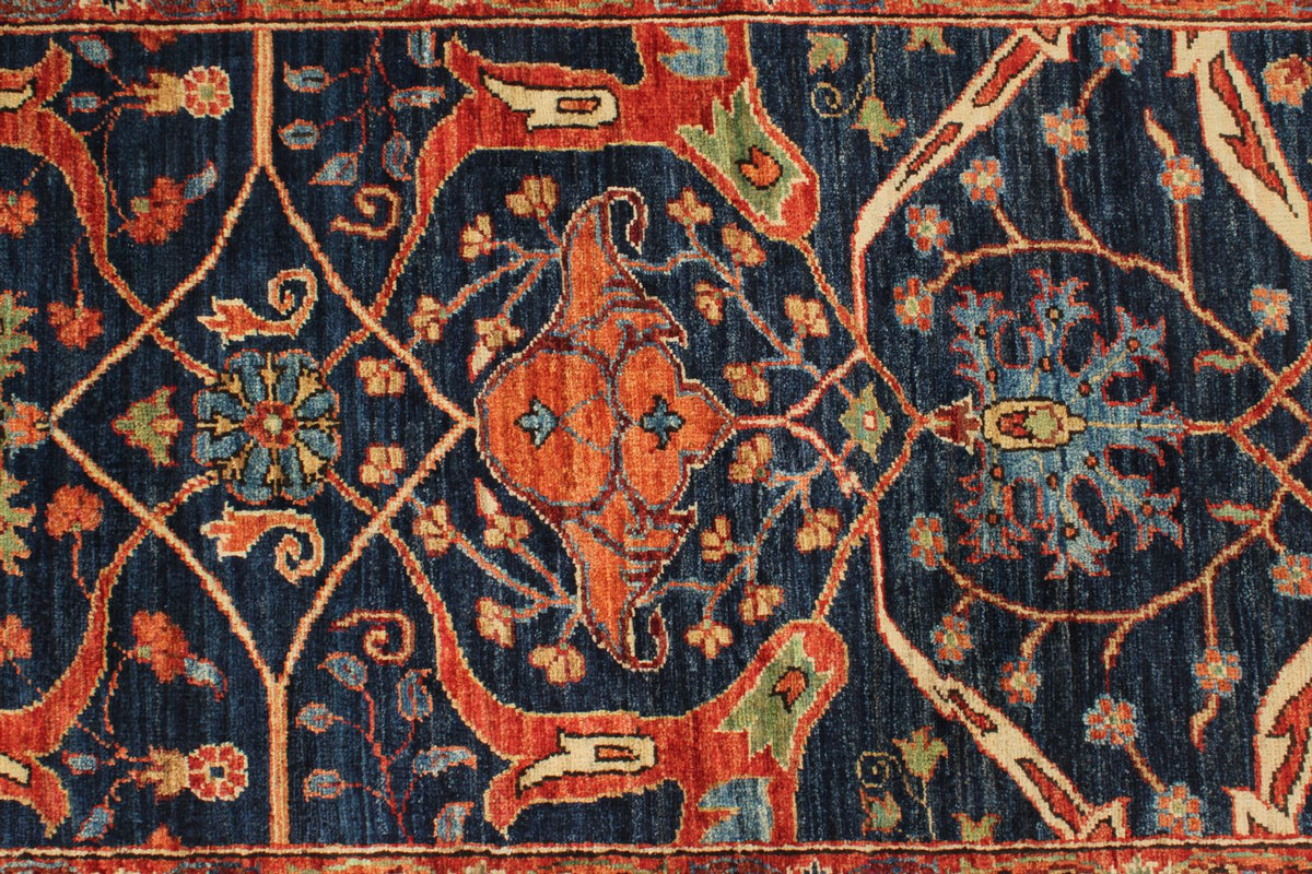 3x15 Navy and Rust Anatolian Traditional Runner