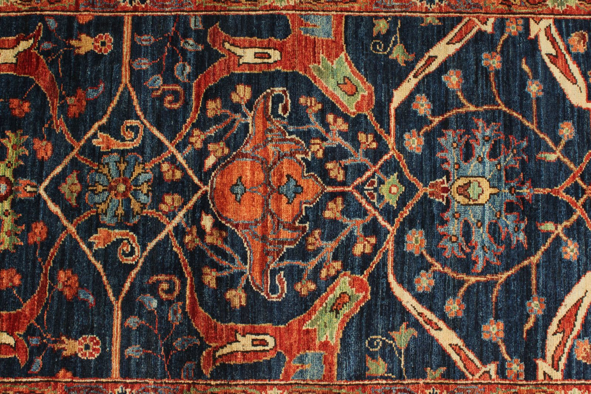 3x15 Navy and Rust Anatolian Traditional Runner