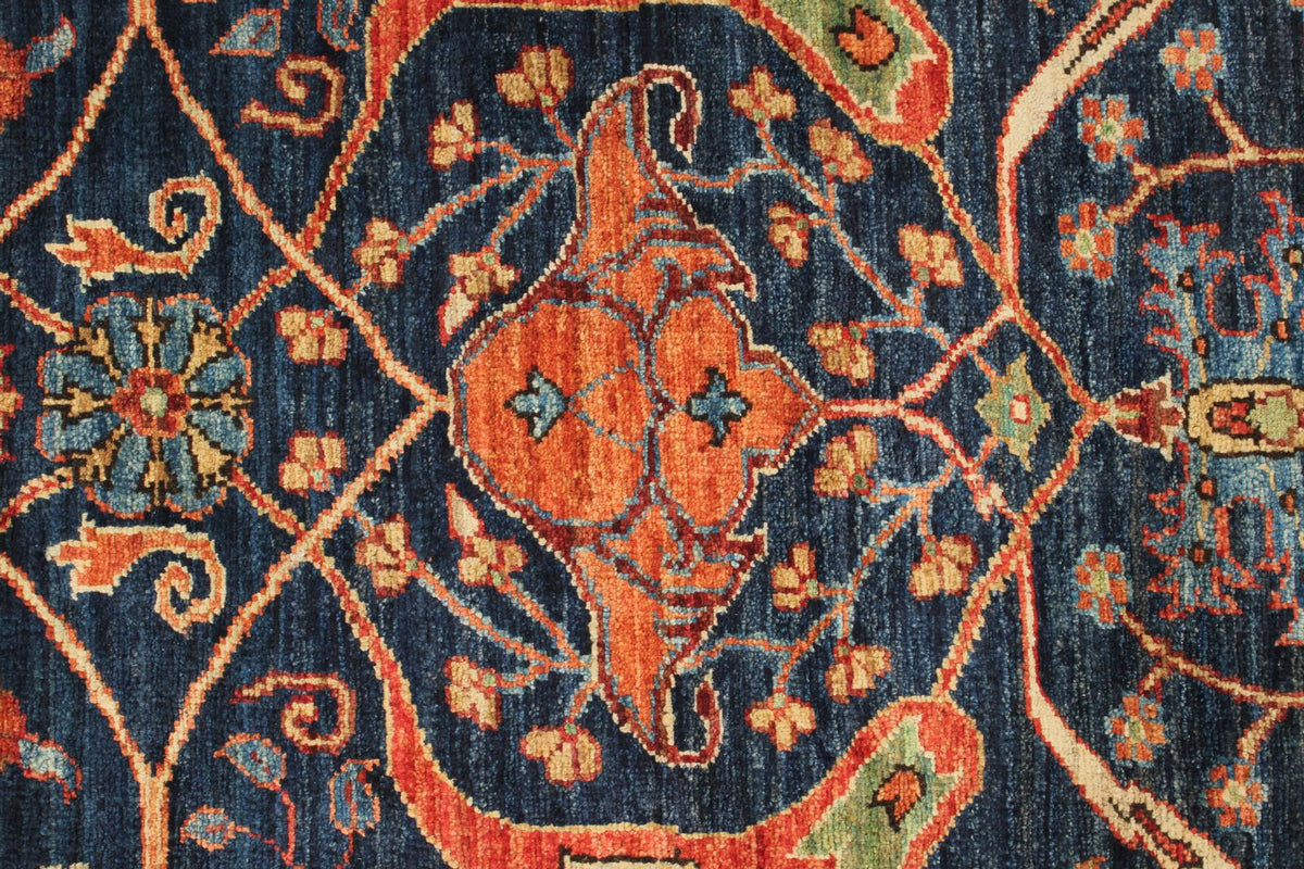 3x15 Navy and Rust Anatolian Traditional Runner