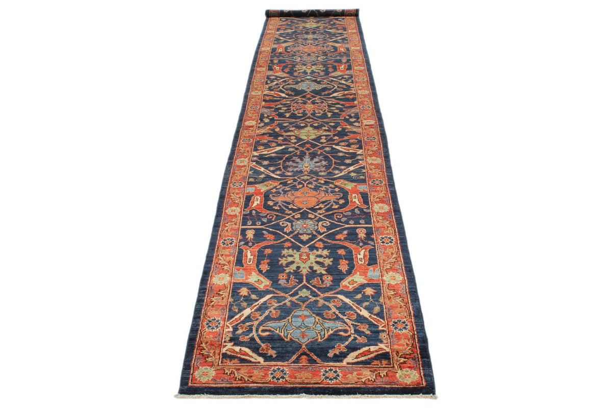 3x15 Navy and Rust Anatolian Traditional Runner