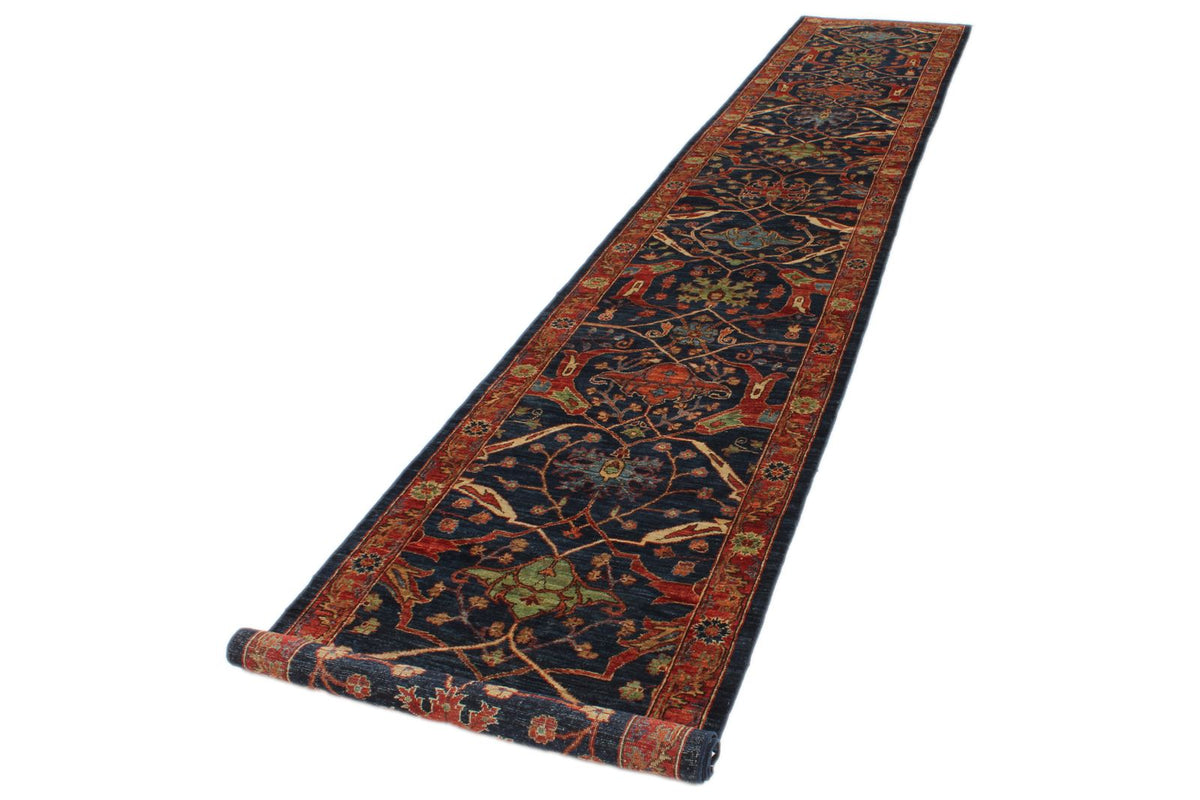 3x15 Navy and Rust Anatolian Traditional Runner
