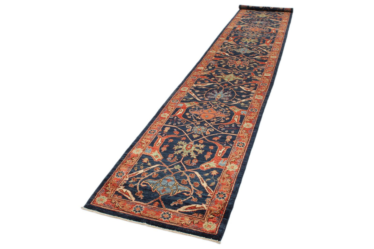 3x15 Navy and Rust Anatolian Traditional Runner