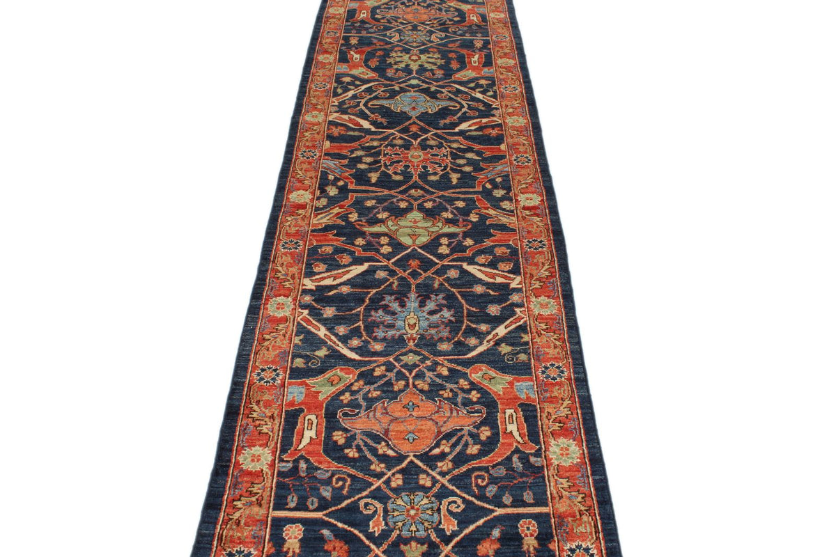 3x15 Navy and Rust Anatolian Traditional Runner