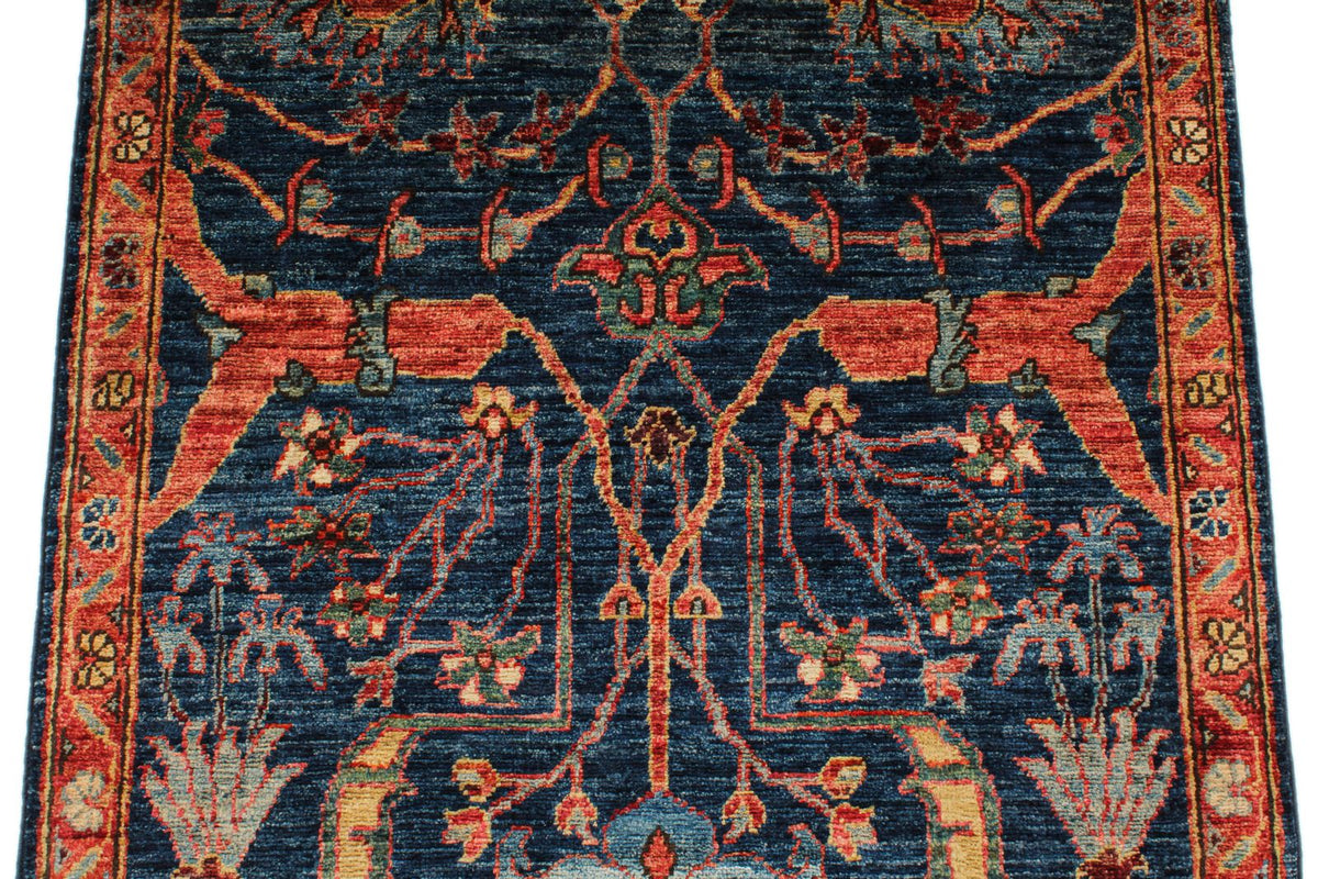 3x10 Navy and Rust Anatolian Traditional Runner