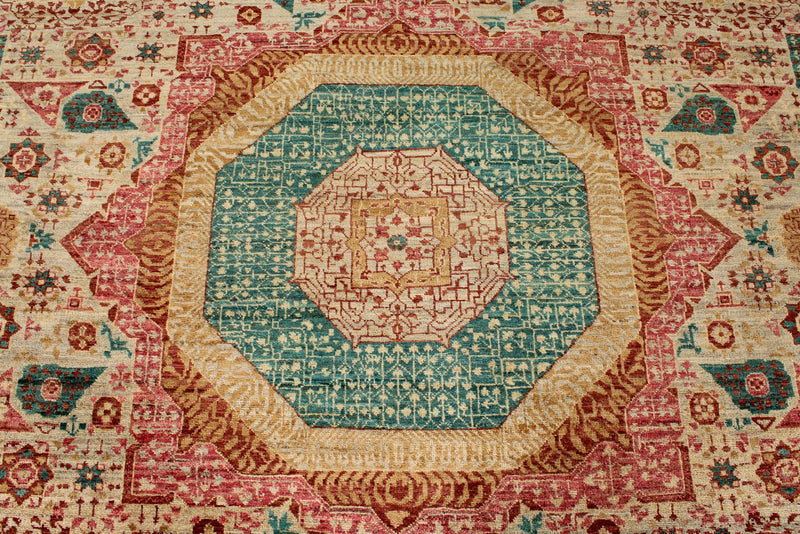 9x12 Camel and Turquoıse Turkish Tribal Rug