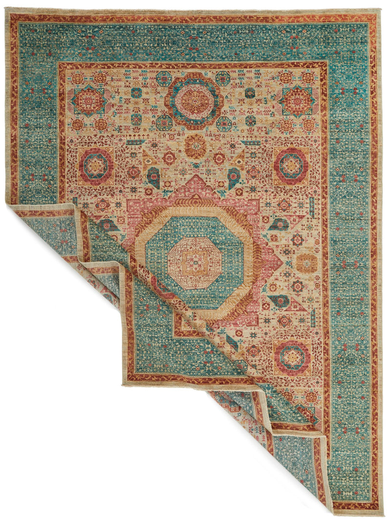 9x12 Camel and Turquoıse Turkish Tribal Rug