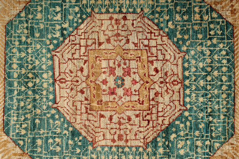 9x12 Camel and Turquoıse Turkish Tribal Rug