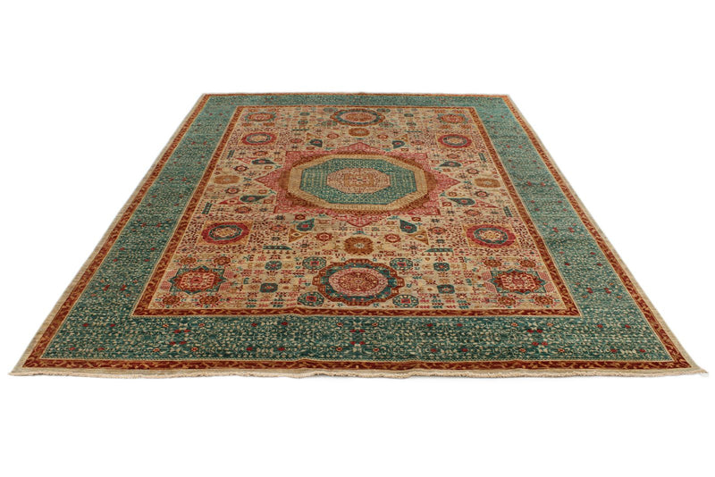 9x12 Camel and Turquoıse Turkish Tribal Rug