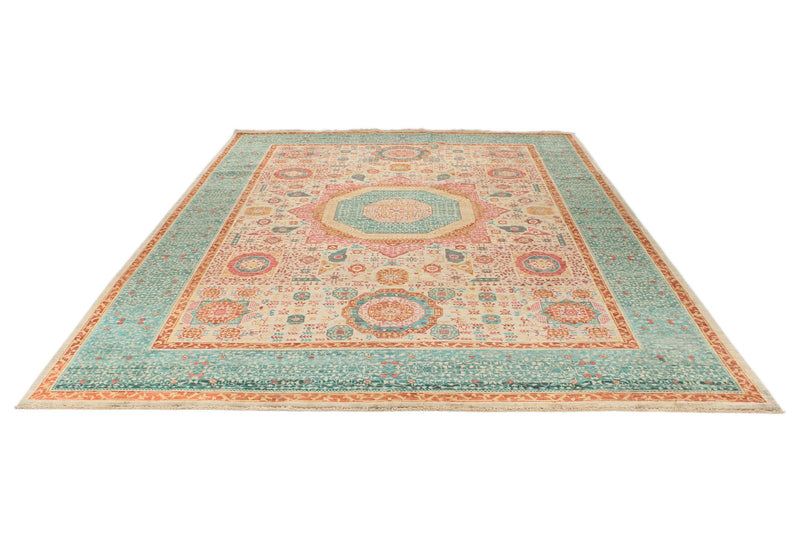 9x12 Camel and Turquoıse Turkish Tribal Rug