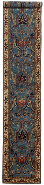 3x18 Blue and Ivory Anatolian Traditional Runner