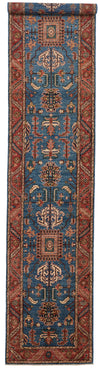 3x16 Blue and Rust Anatolian Traditional Runner