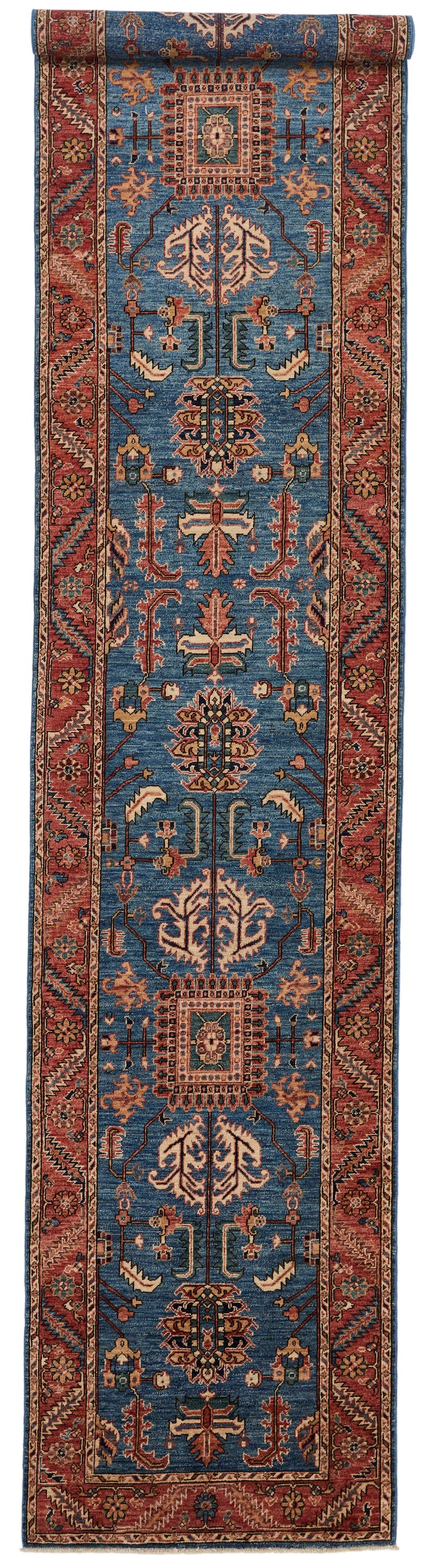 3x16 Blue and Rust Anatolian Traditional Runner