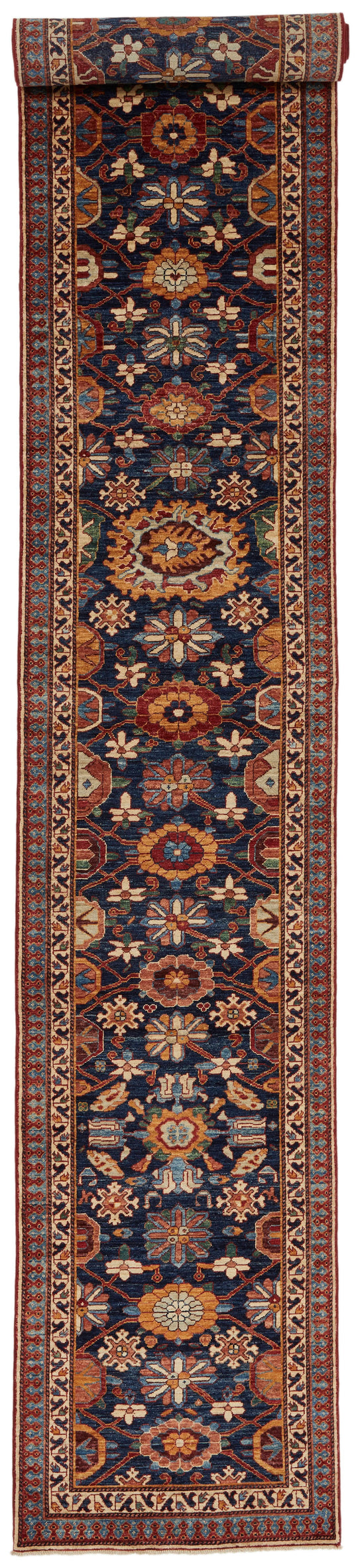 3x20 Navy and Rust Anatolian Traditional Runner