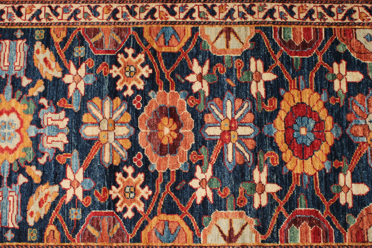 3x20 Navy and Rust Anatolian Traditional Runner