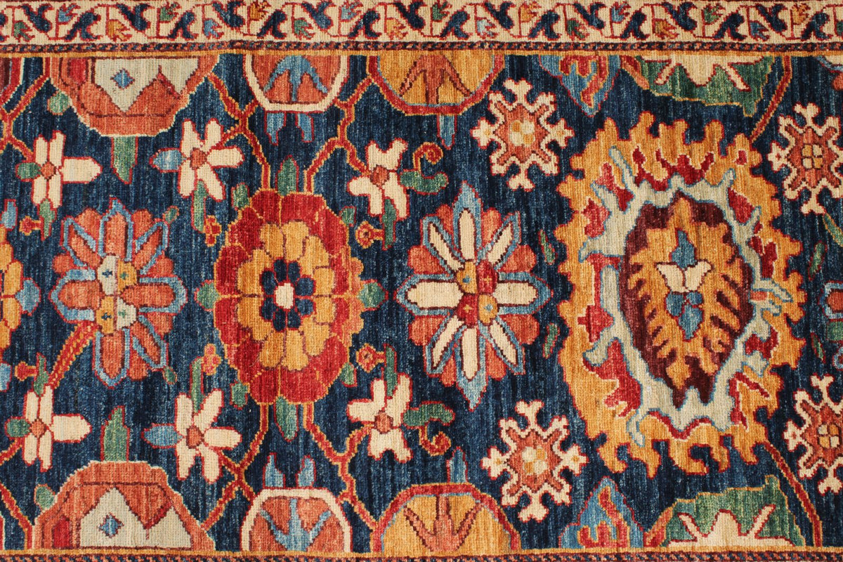 3x20 Navy and Rust Anatolian Traditional Runner