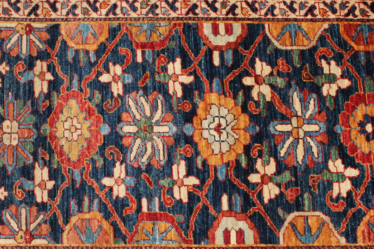 3x20 Navy and Rust Anatolian Traditional Runner
