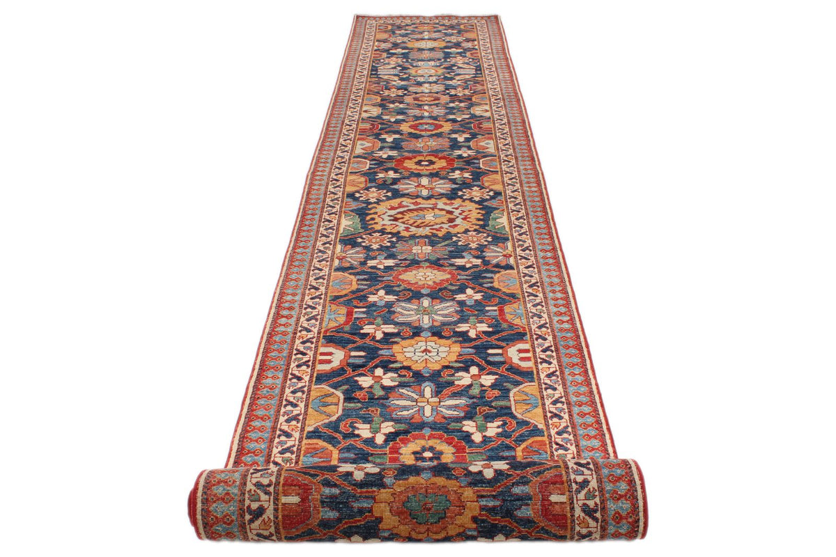 3x20 Navy and Rust Anatolian Traditional Runner