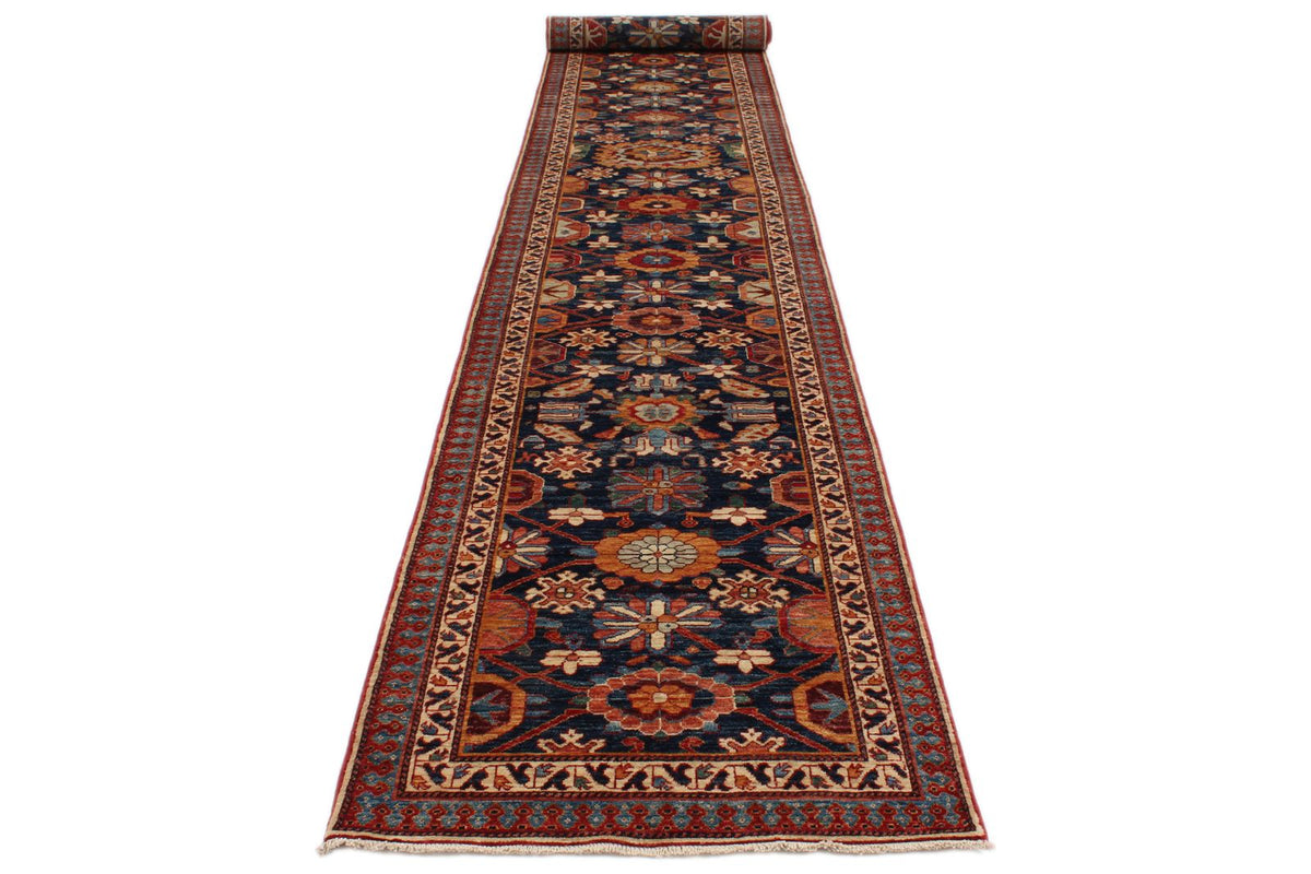 3x20 Navy and Rust Anatolian Traditional Runner