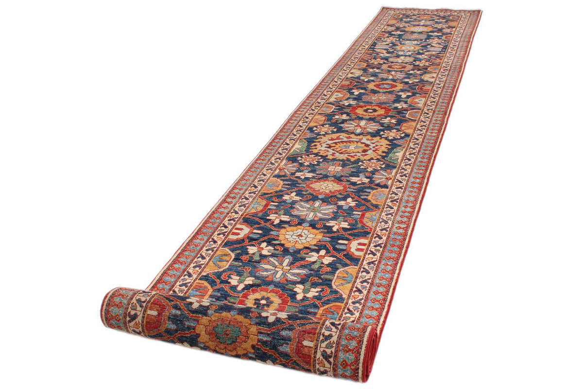 3x20 Navy and Rust Anatolian Traditional Runner