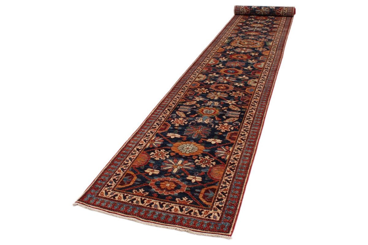 3x20 Navy and Rust Anatolian Traditional Runner