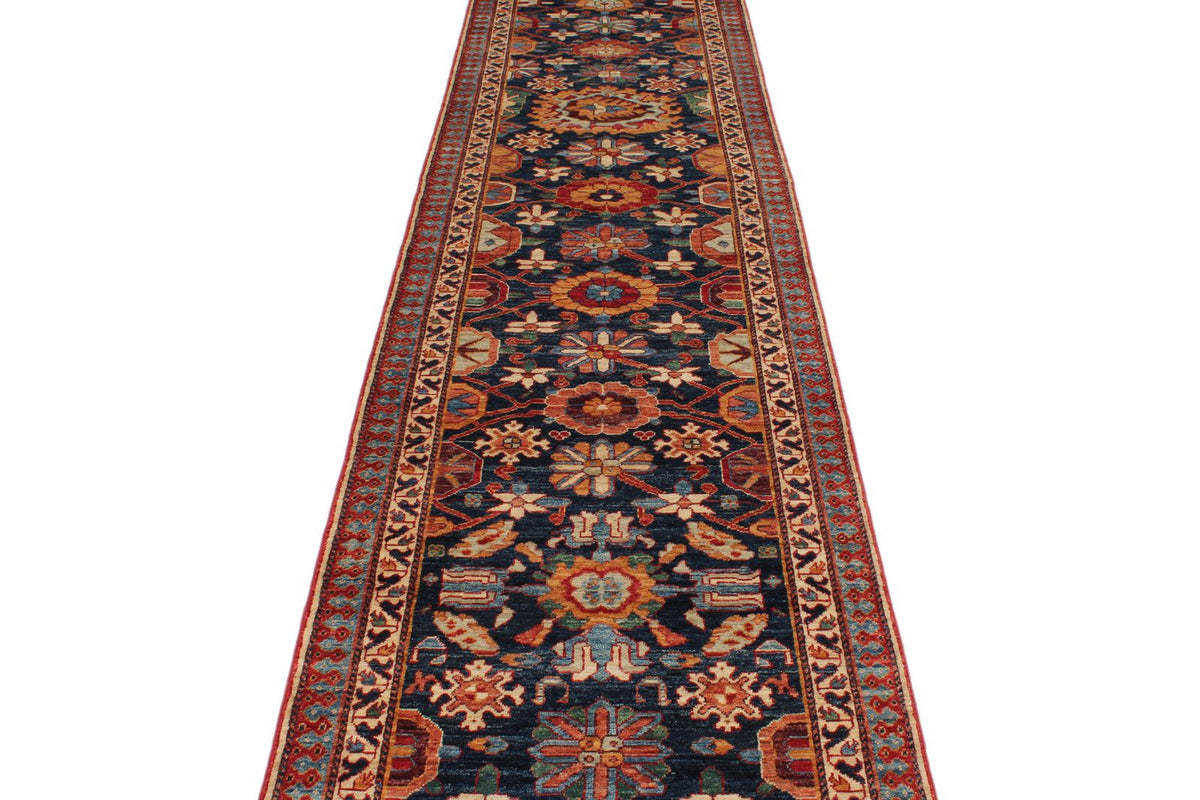 3x20 Navy and Rust Anatolian Traditional Runner