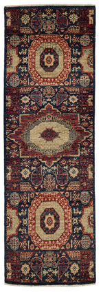 2x6 Navy and Multicolor Turkish Tribal Runner
