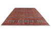 9x13 Burgundy and Multicolor Tribal Rug