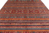 9x13 Burgundy and Multicolor Tribal Rug