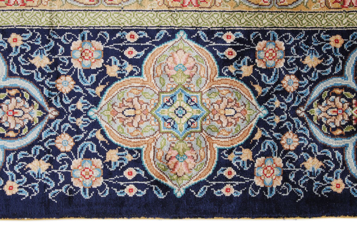6x9 Red and Navy Turkish Silk Rug