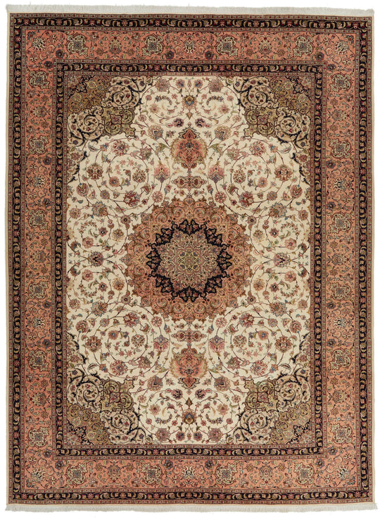 10x13 Ivory and Peach Persian Traditional Rug