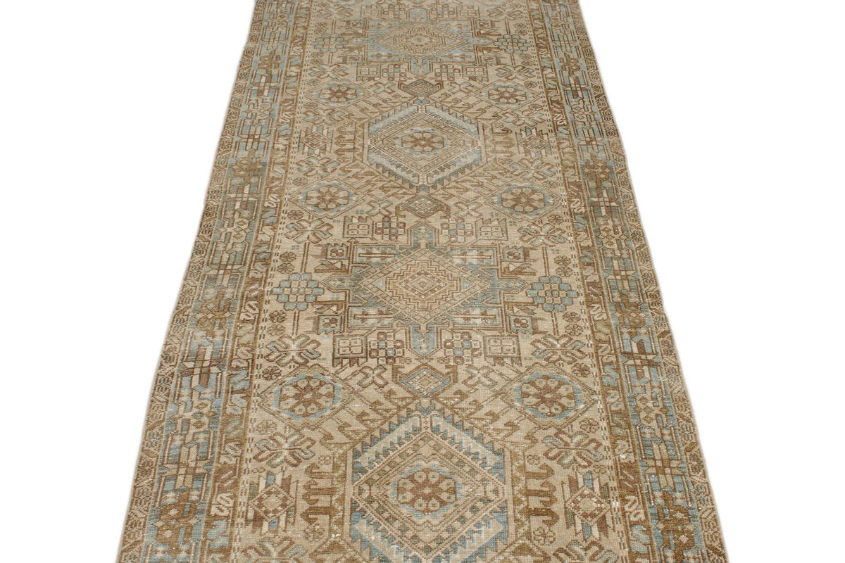 3x12 Camel and Blue Persian Runner