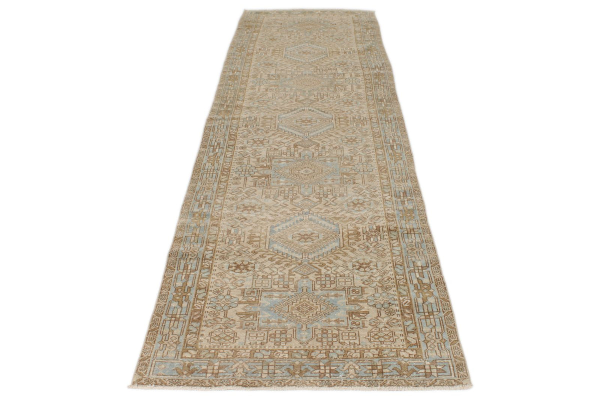 3x12 Camel and Blue Persian Runner