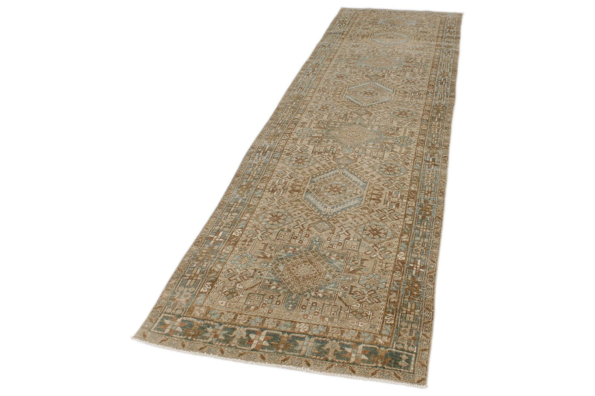 3x12 Camel and Blue Persian Runner