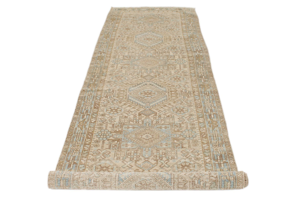 3x12 Camel and Blue Persian Runner