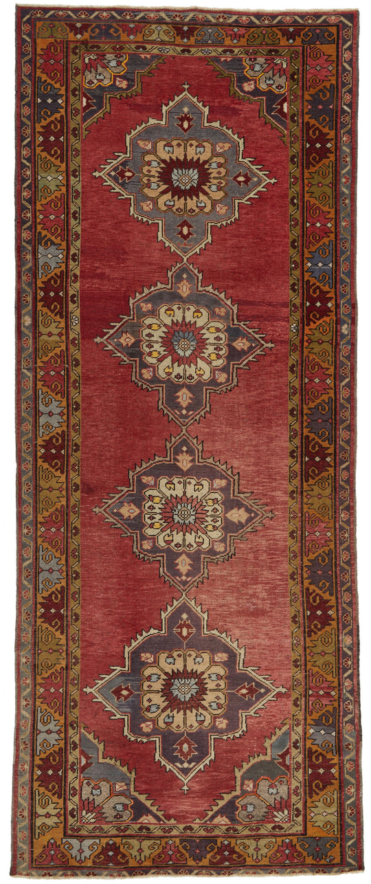5x12 Red and Gold Turkish Tribal Runner
