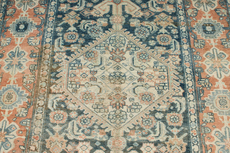 5x11 Blue and Peach Persian Tribal Runner