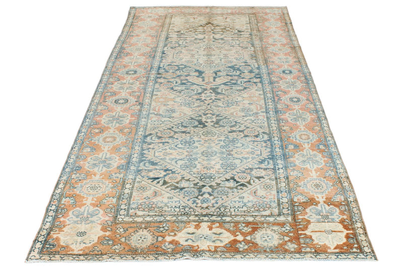 5x11 Blue and Peach Persian Tribal Runner