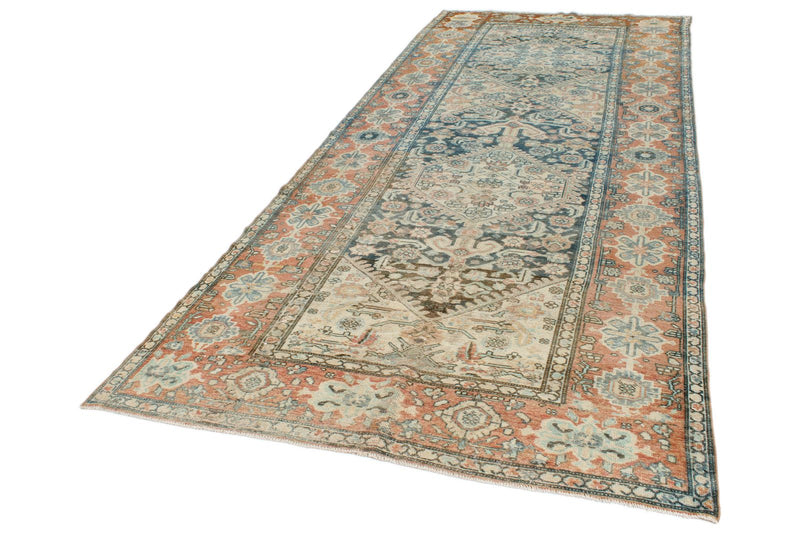 5x11 Blue and Peach Persian Tribal Runner