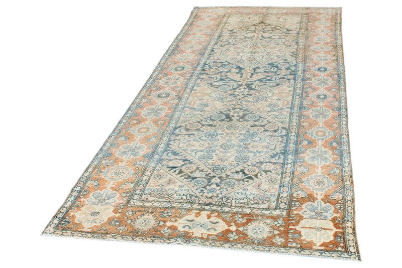 5x11 Blue and Peach Persian Tribal Runner