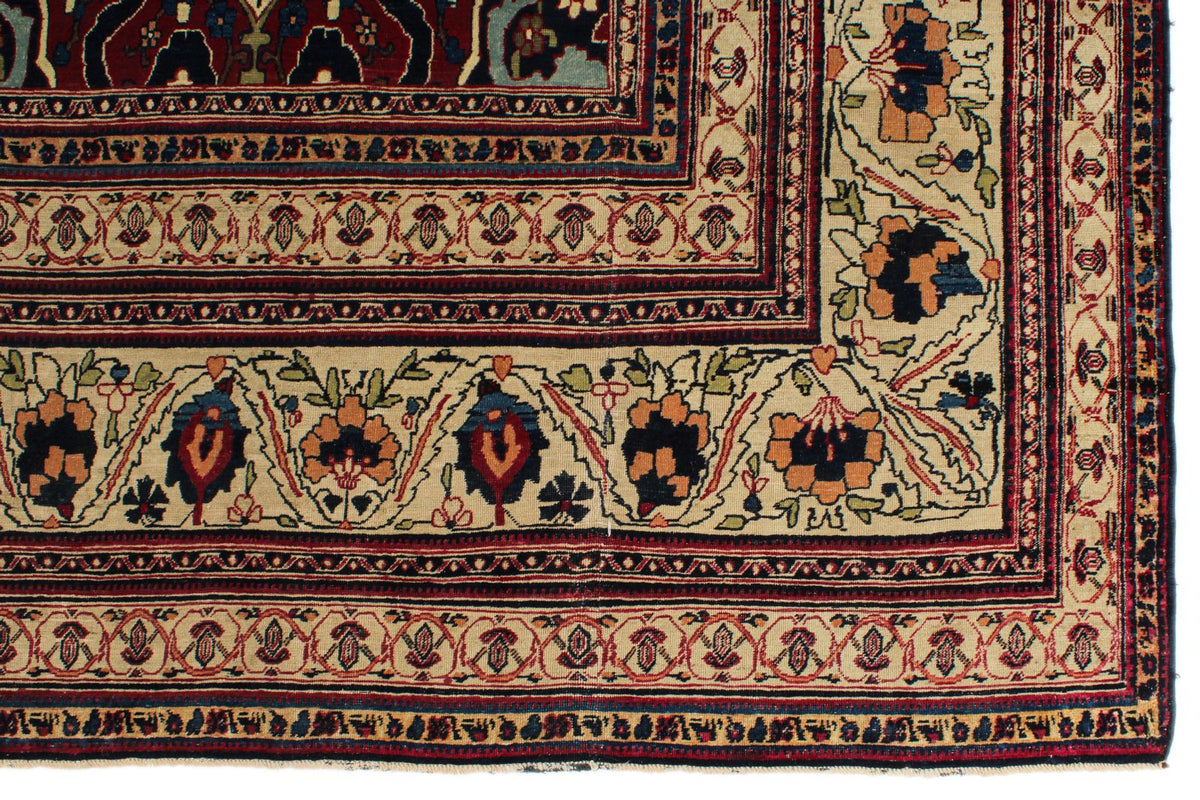 10x17 Burgundy and Ivory Persian Rug