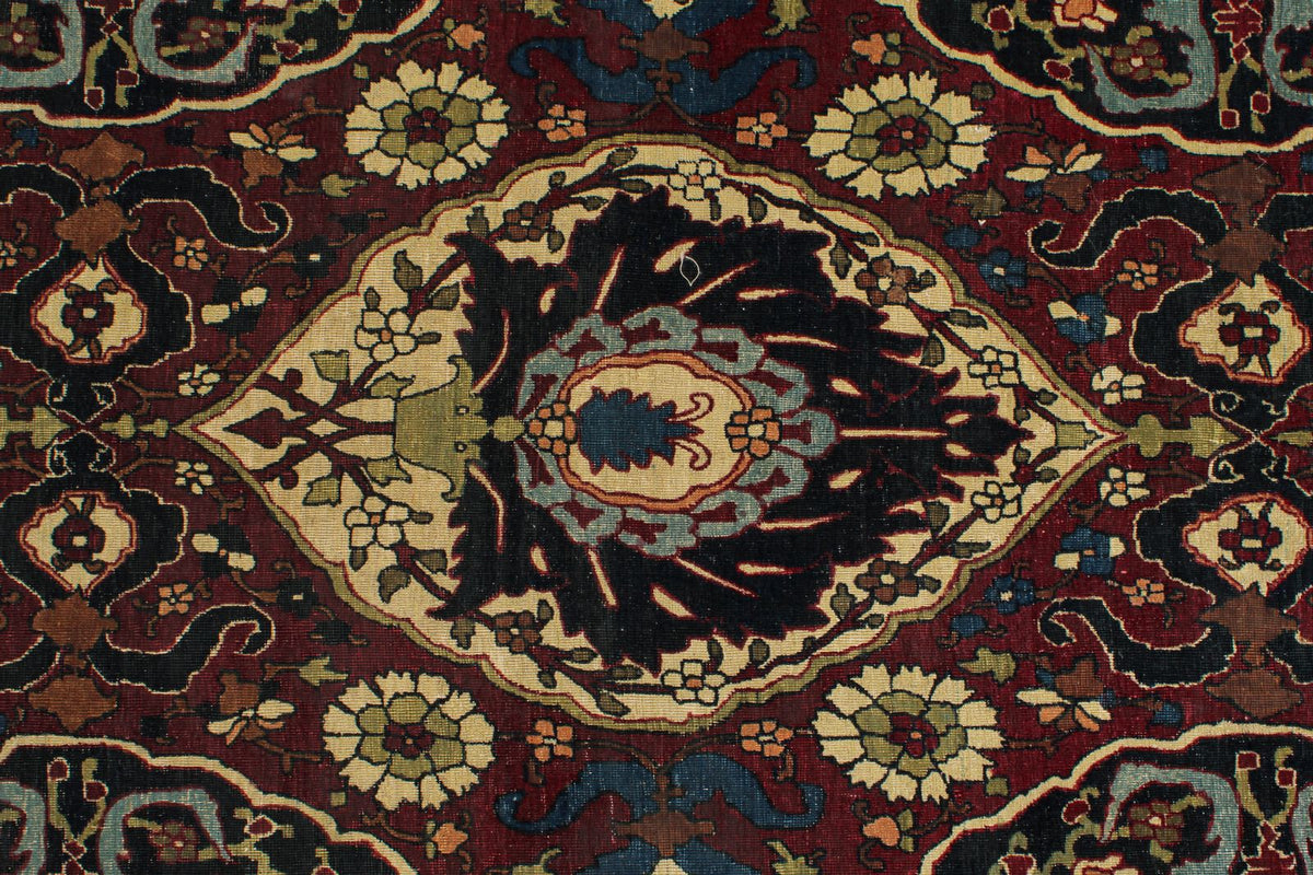 10x17 Burgundy and Ivory Persian Rug