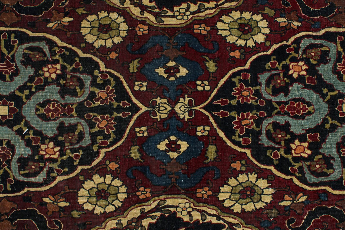 10x17 Burgundy and Ivory Persian Rug