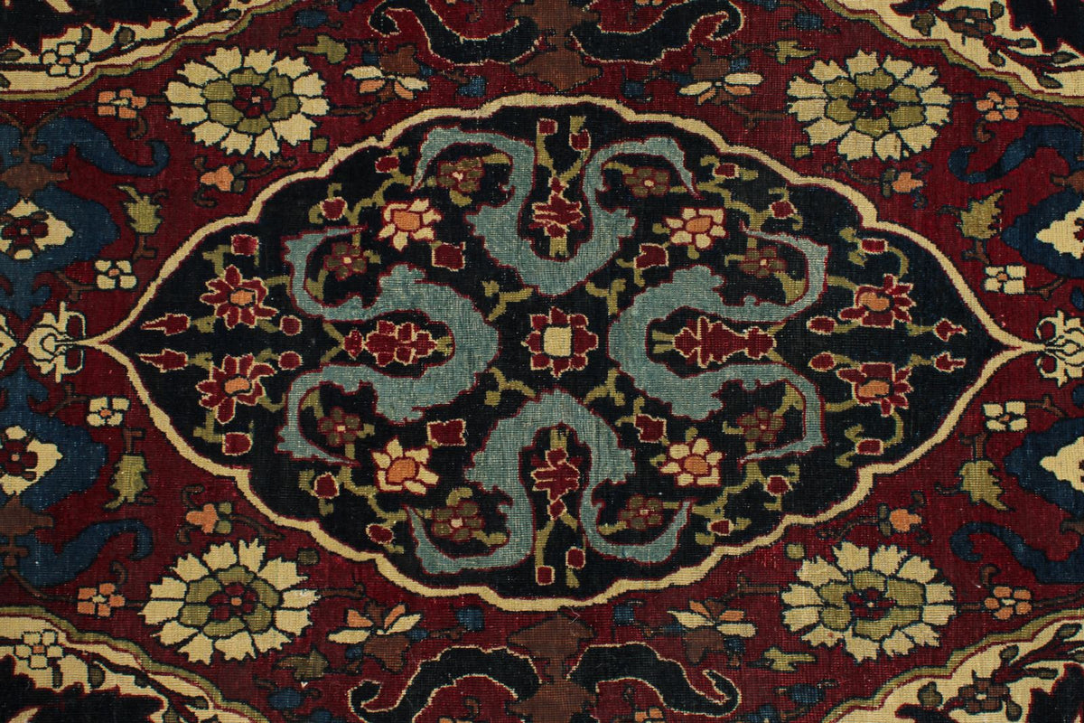 10x17 Burgundy and Ivory Persian Rug