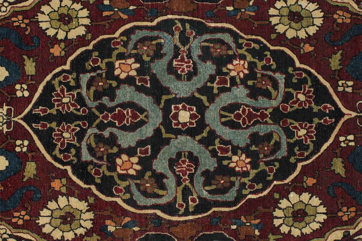 10x17 Burgundy and Ivory Persian Rug