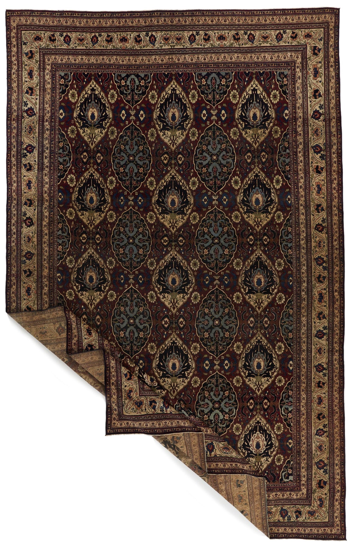 10x17 Burgundy and Ivory Persian Rug