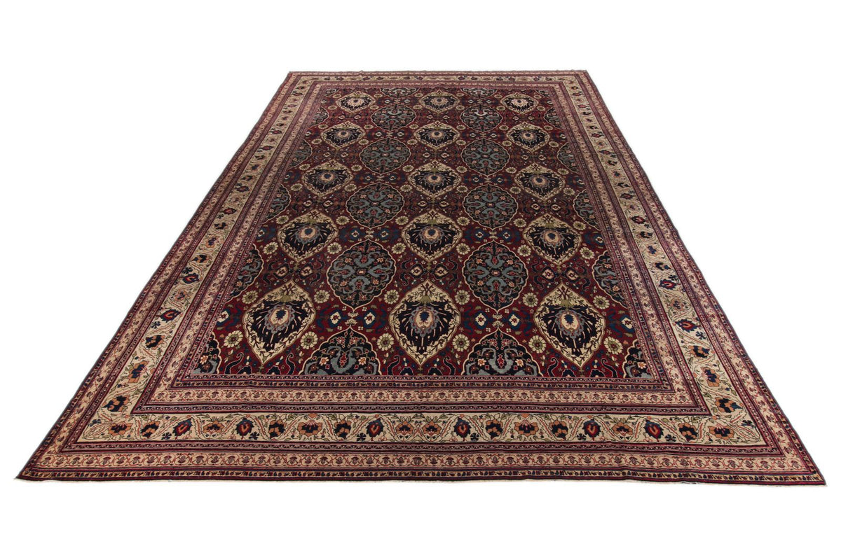 10x17 Burgundy and Ivory Persian Rug