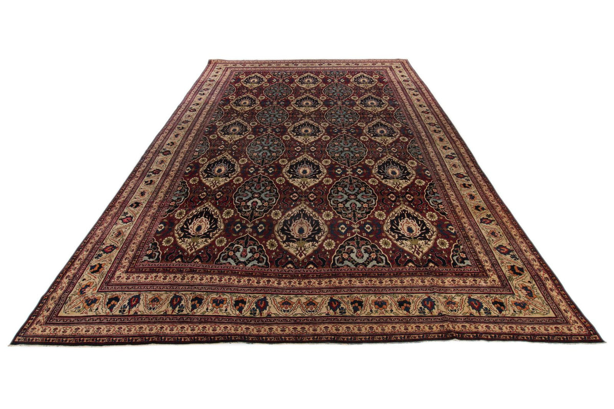 10x17 Burgundy and Ivory Persian Rug