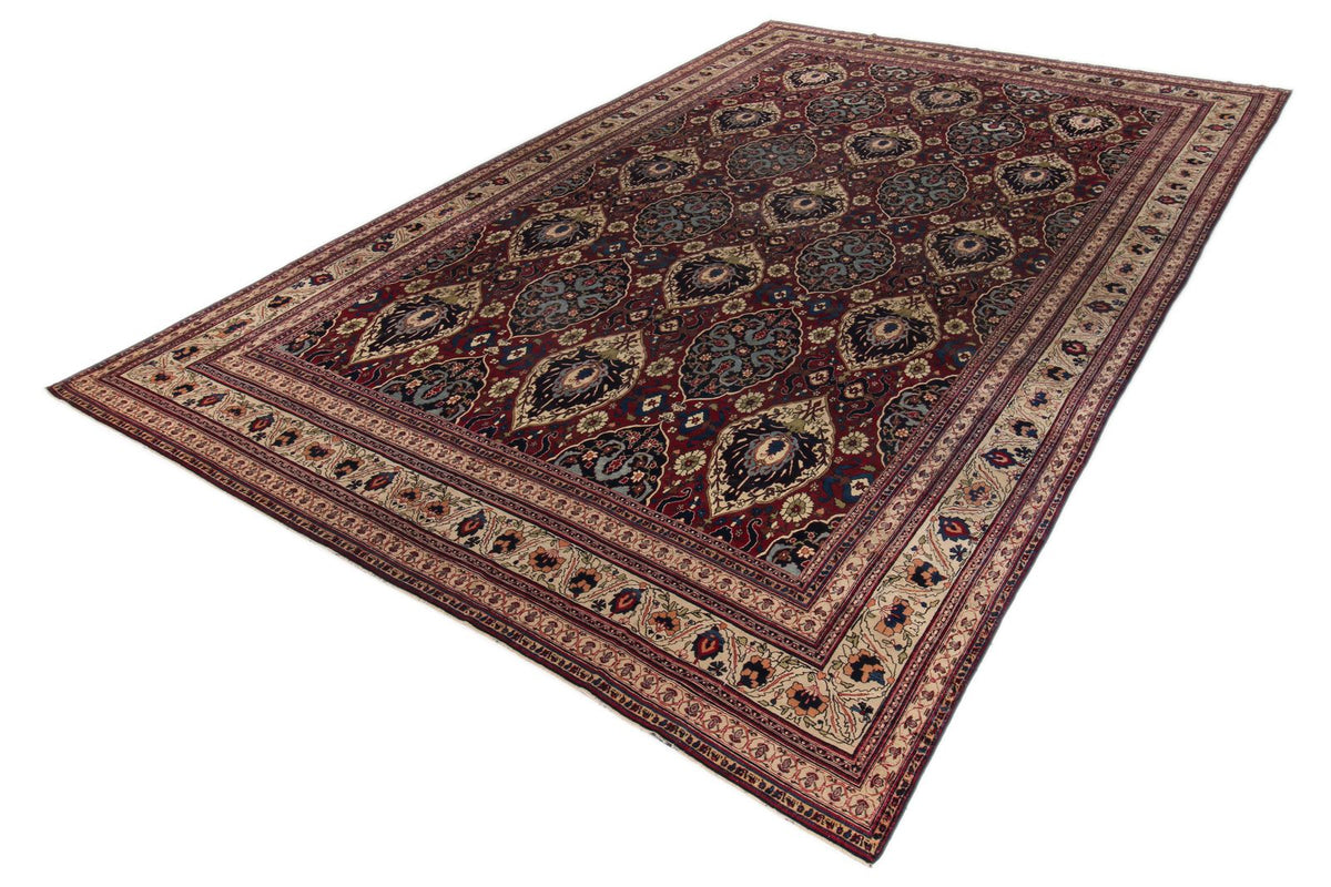 10x17 Burgundy and Ivory Persian Rug
