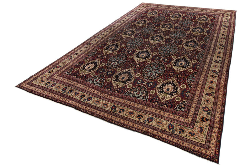 10x17 Burgundy and Ivory Persian Rug