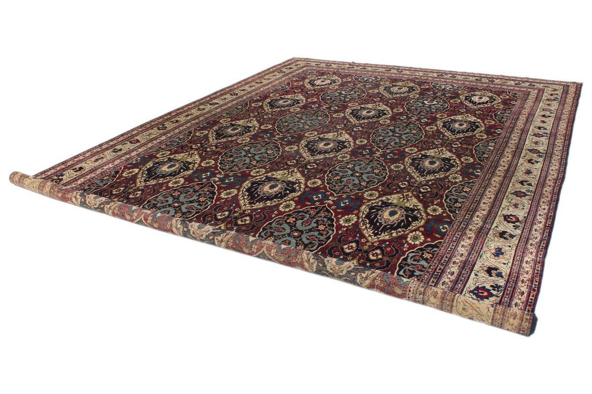 10x17 Burgundy and Ivory Persian Rug